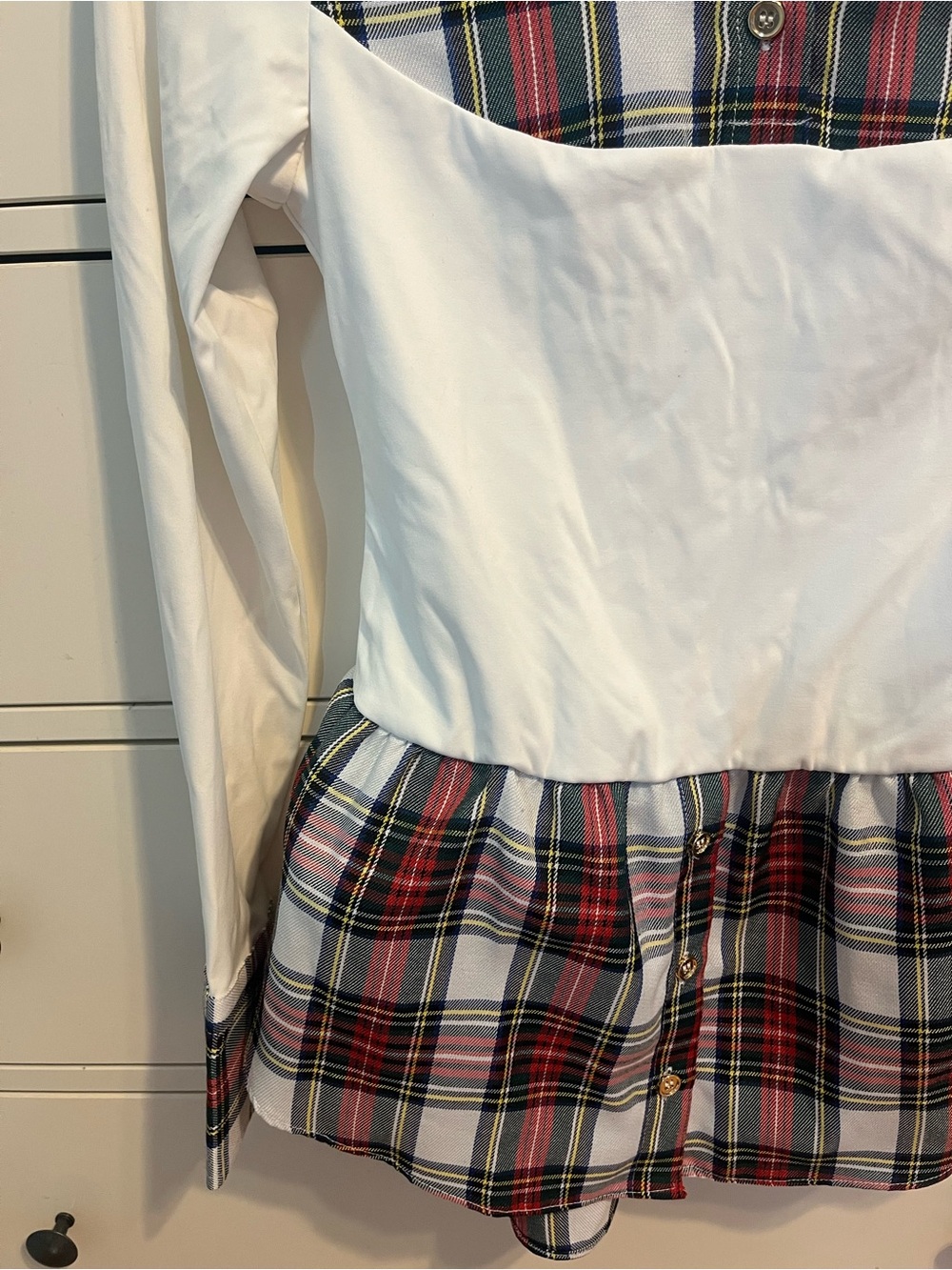 SSYS Plaid & White Button-Front Peplum Shirt - Picture 2 of 6